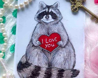 Valentine's Raccoon Prints