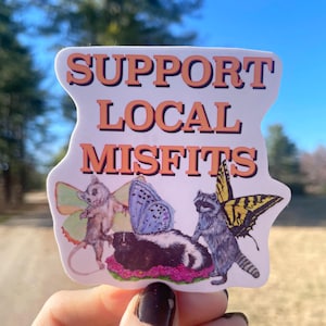 Support Local Misfits, Opossum Skunk Raccoon Art, Fairy Stickers, Cute Animal Art, Trash Cats, Funny Animal Stickers, Cottagecore Stickers