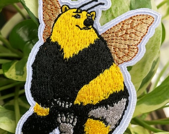 Parche de oso abejorro, parche bordado, parche de abeja, parche de oso de miel, parche para coser, parches para chaquetas, parche cottagecore, salva a las abejas