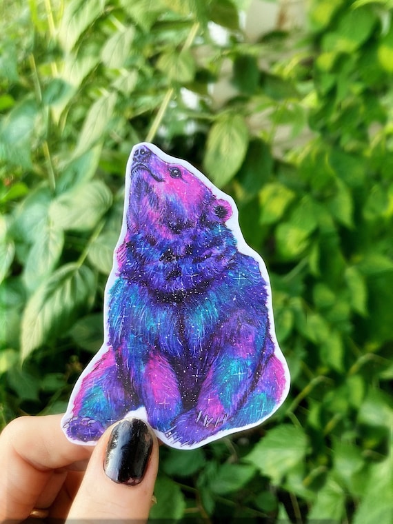 Galaxy Bear Stickers, Outer Space Art, Bear Art, Galactic Stickers, Artist Stickers, Cute Stickers, Handmade Stickers, Waterproof Stickers