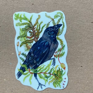Crow Sticker, Handmade Stickers, Vinyl Decals, Raven Art, Animal Sticker, Gifts for Goths, Stocking Stuffers, Cottagecore Stickers image 3