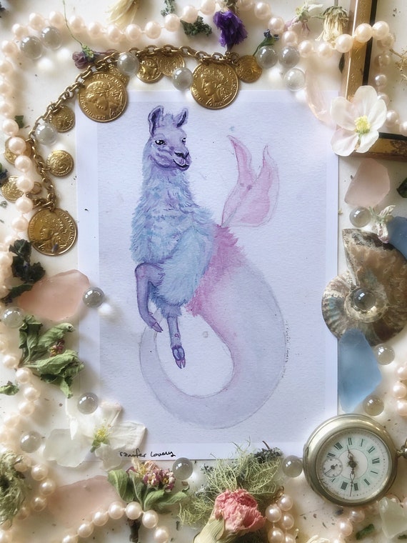 Mermaid Llama Print Llama Nursery Print, Llama Wall Decor, Llama  Watercolor, Barn Animal Art, Mermaid Watercolor, Llama Painting, Cute Art