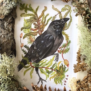 Crow Print, Crow Painting, Crow Art, Raven Art, Raven Painting, Bird Watercolor, Crow Wall Art, Raven Art, Crow Art Print, Wildlife Decor