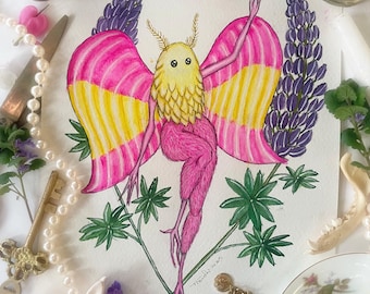 Rosy Maple Mothman Painting