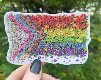 Pride Flag Stickers, LGBTQ Pride, Animal Art, Cute Stickers, Floral Decal, Rainbow Flag