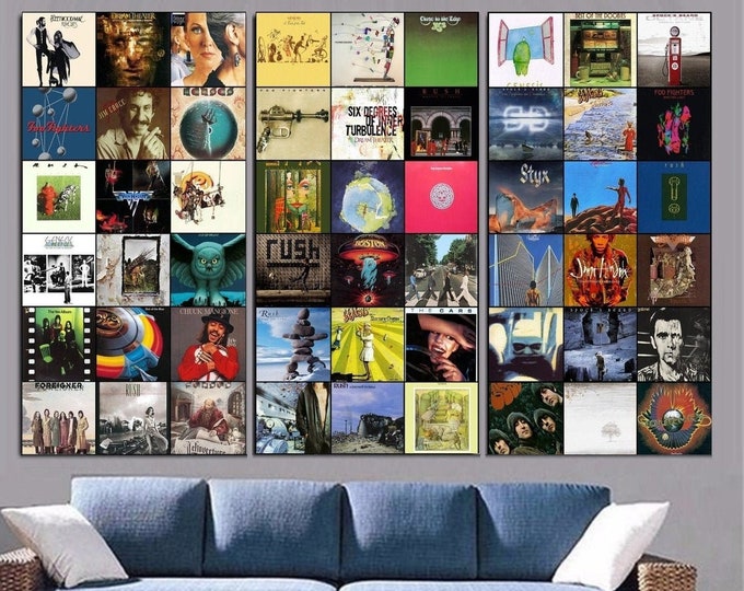Classic Rock Posters And Prints Framed / Rock And Roll Canvas Customized Collage / Customize Your Own Album Covers / By Custom Canvas Magic
