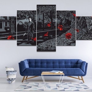 Decorazione di Michael Myers, tela horror di Halloween incorniciata, poster di Michael Myers, decorazione horror classica, arte del film horror di Halloween