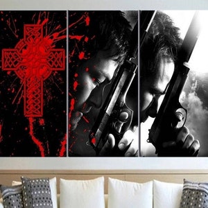 The Boondock Saints Wall Art, Canvas Framed HD Poster, 3 Panel Print Gift Idea / By Custom Canvas Magic