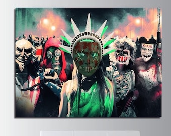 The Purge Movie Leinwand gerahmt / Horrorfilm Leinwand Gemälde / The Purge Wand Kunst 1 Stück / By Custom Canvas Magic
