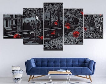 Michael Myers Decor, Halloween Horror Leinwand mit Rahmen
