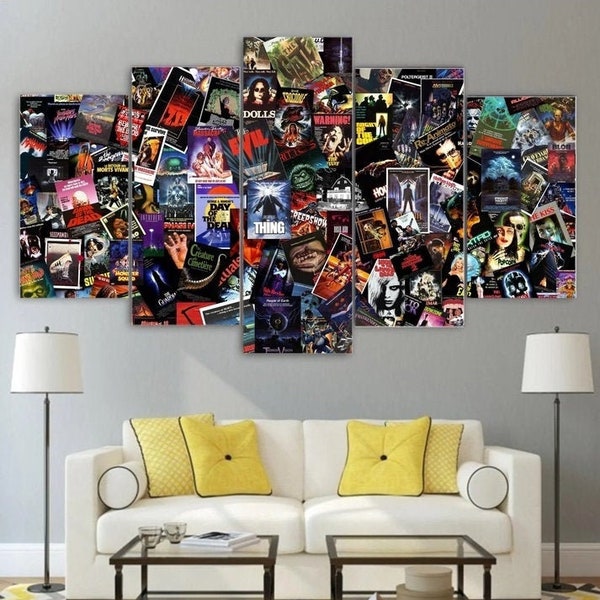 Classic Horror Canvas Framed Decor Movie Villains Wall Art Painting Cult Classics Collection Poster
