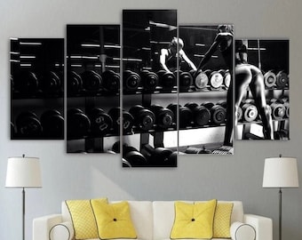 Fitness Wall Art Framed / Motivational Workout Gym Home Decor / Sexy Canvas Exercise Inspiration Poster 5 Piece