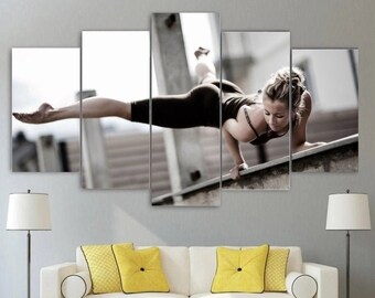 Fitness Wall Art Framed Workout Gym Home Decor Woman Sexy Canvas Yoga Painting Exercise