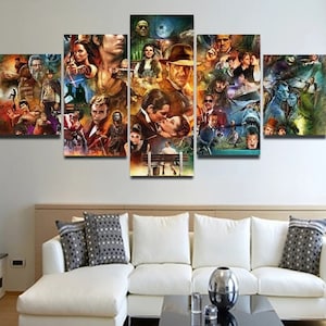 Movie Canvas Wall Art / Classic Movie Posters Framed / Movie Collage Wall Art Decor / 5 Panel Movie Art Custom Canvas Magic