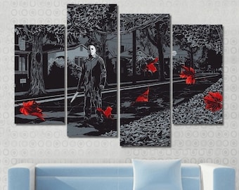 Michael Myers Poster Framed / Horror Movie Canvas Print Decor Horror Wall Art
