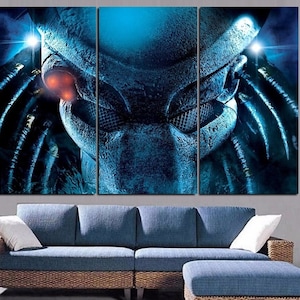 Predator Canvas Framed Poster / Predator Wall Art Movie Prints 3 Piece / By Custom Canvas Magic