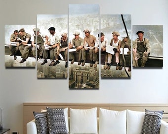 20/"x44/" Lunch Atop a Skyscraper /& Construction . Large Art Wall Decors 2pcs