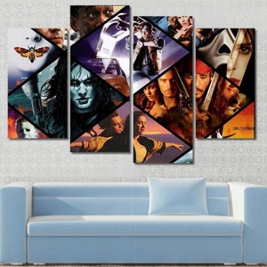 Movie Collage Wall Art Framed, Canvas Movie Poster, Customize Your Own 4 Panel Artwork / By Custom Canvas Magic