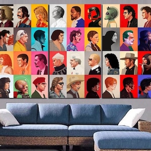 Movie Collage Wall Art, Famous Movie Characters, Canvas Framed HD Poster, 3 Panel Print Gift Idea / By Custom Canvas Magic