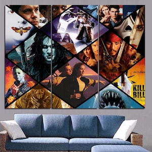 Custom Movie or TV Show Collage 3 panel, Movie Wall Art Poster Framed Home Decor, By Custom Canvas Magic