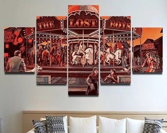 El cartel de Lost Boys enmarcado / Lost Boys Wall Art Canvas / 3 o 5 Panel Horror Movie Prints / Por Custom Canvas Magic