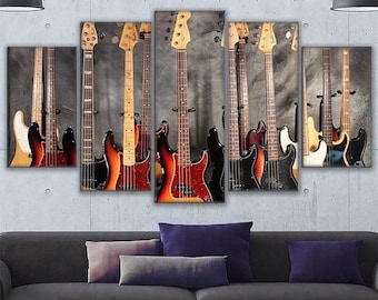 Guitar Art Canvas Poster Framed, Guitar Wall Art Canvas Print, Modular Canvas Modern Decor high definition Printed
