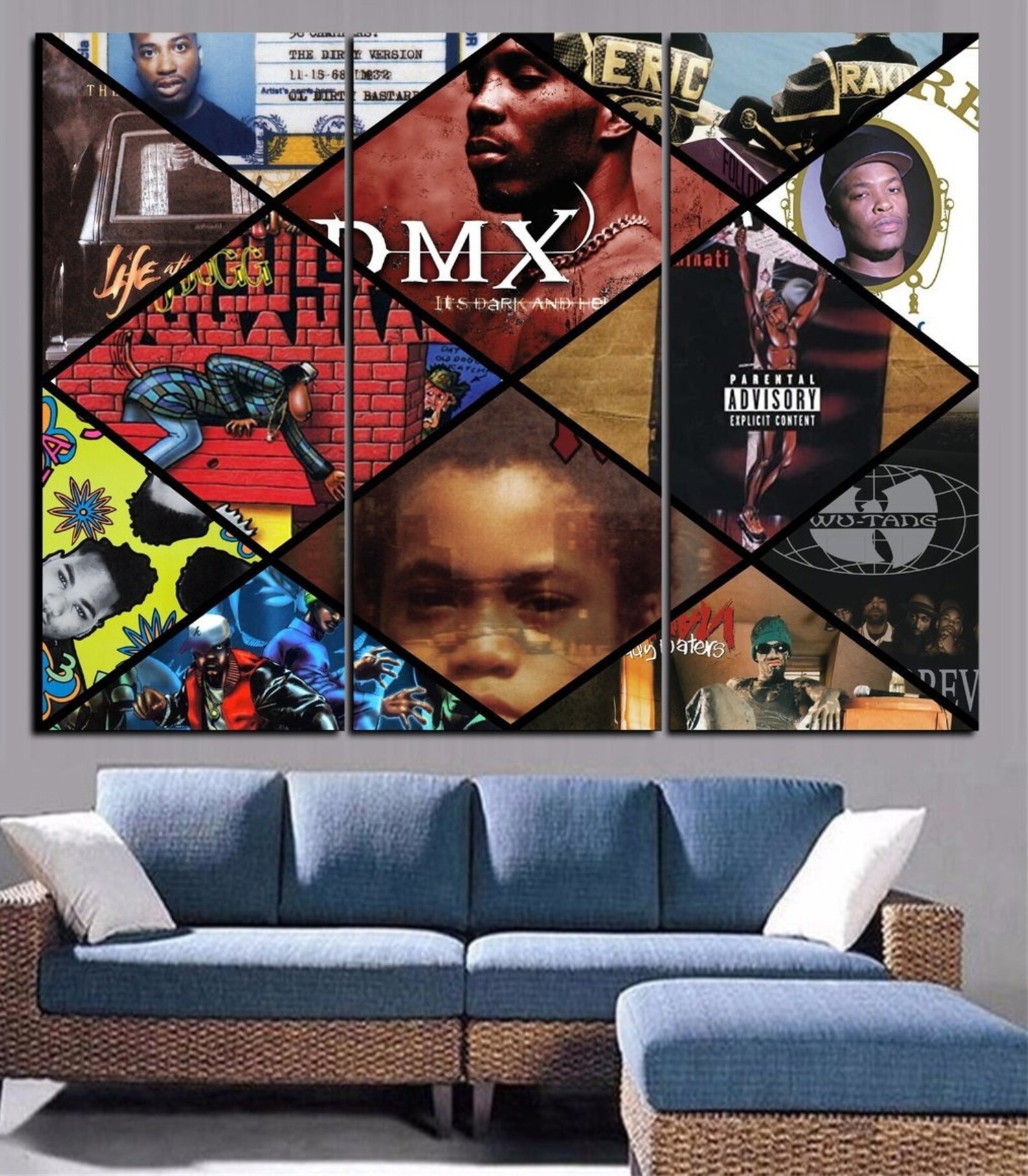 Hip Hop Wall Art Framed Rap Collage Canvas Music Poster Etsy