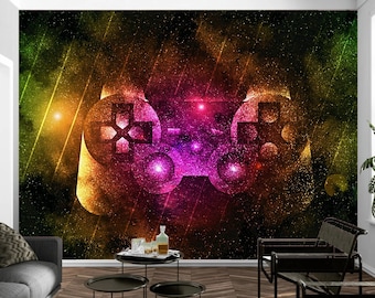 Tapete für Kinderzimmer, großes Videospiel zum Abziehen, Retro Gamer Wandbild, selbstklebend