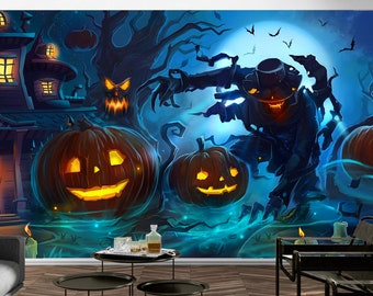 Halloween Wandbild Kunst, Schälen und Stick Tapete Horror Abnehmbarer Aufkleber, selbstklebende Tapete Hergestellt in den USA von Funktastic Walls