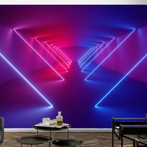 3D Glow Wall Mural Wallpaper, Boys Room Neon Peel And Stick Removable Wall Art Decal, Self Adhesive Wallpaper