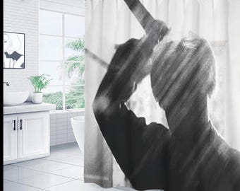 Cortina de chuveiro do filme Psicose, conjunto de cortinas de terror assustador para banheiro, cortinas de sombra de silhueta de terror, ideia de presente para cortina de chuveiro transparente