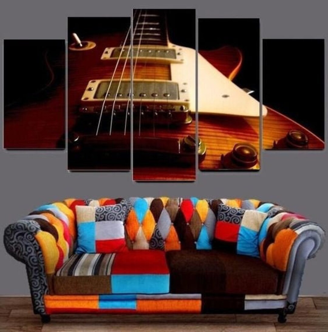 Les Paul Canvas Guitar Wall Art Framed / Gibson Print Guitar Poster 5 ...
