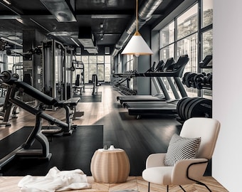 3D Fitness Gym Wandbild Kunst, Übungsraum Kunst Schälen und Aufkleben, Abnehmbare Aufkleber Selbstklebende Tapete von Funktasic Walls