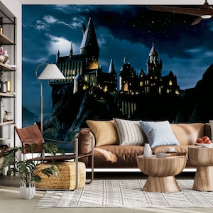 Wizard Castle Wallpaper Wall Mural, Kids Room Peel And Stick Removable Fantasy Wall Art Decal, Self Adhesive Wallpaper