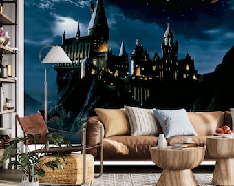 Wizard Castle Wallpaper Wall Mural, Kids Room Peel And Stick Removable Fantasy Wall Art Decal, Self Adhesive Wallpaper
