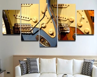 Lienzo decorativo vintage con arte de guitarra, póster enmarcado, impresión en lienzo para pared, lienzo modular de alta definición para decoración moderna.
