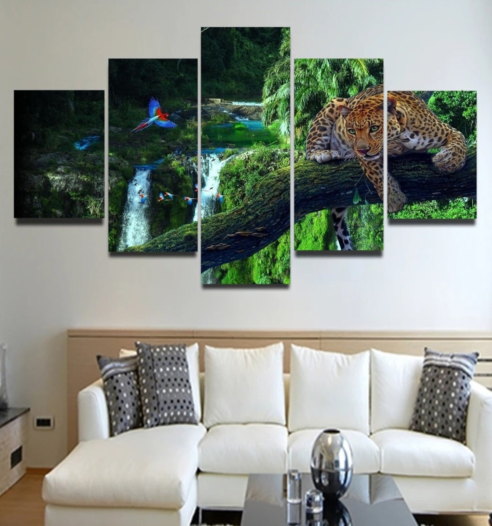 Tropical Rainforest Wall Art Framed Rainforest Leopard Canvas Etsy