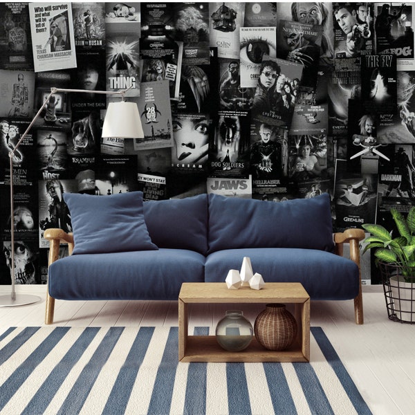Horror Wallpaper Mural Art, Horror Collage Peel And Stick, Removable Decal Self Adhesive Horror Wall Art, by Funktasic Walls