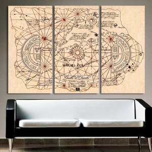 Impresión en lienzo de Los Goonies enmarcada, Arte de pared de mapa de Goonies, Decoración de película Póster de mapa del tesoro de Goonies, Magia de lienzo personalizada / Por Magia de lienzo personalizada