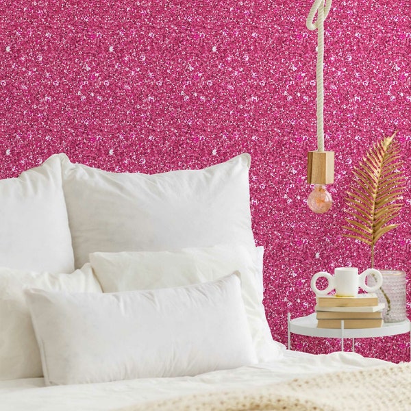 Baby-Mädchen-Kinderzimmer-Rosa-Glitzer-Bombe-Tapete für Mädchenzimmer oder Schlafzimmer, modernes Abziehen und Aufkleben abstrakt entfernbar von Funktastic Walls.