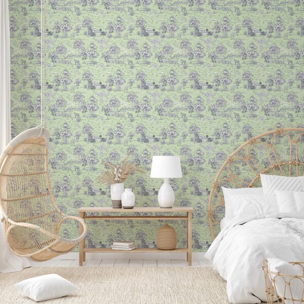 Jungle Toile Peel and Stick Wallpaper Etsy