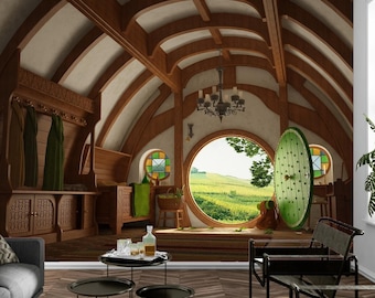 3D Hobbit Wall Mural, Peel And Stick Decal, Removable Wall Art Poster, Self Adhesive Wallpaper, Funktastic Walls