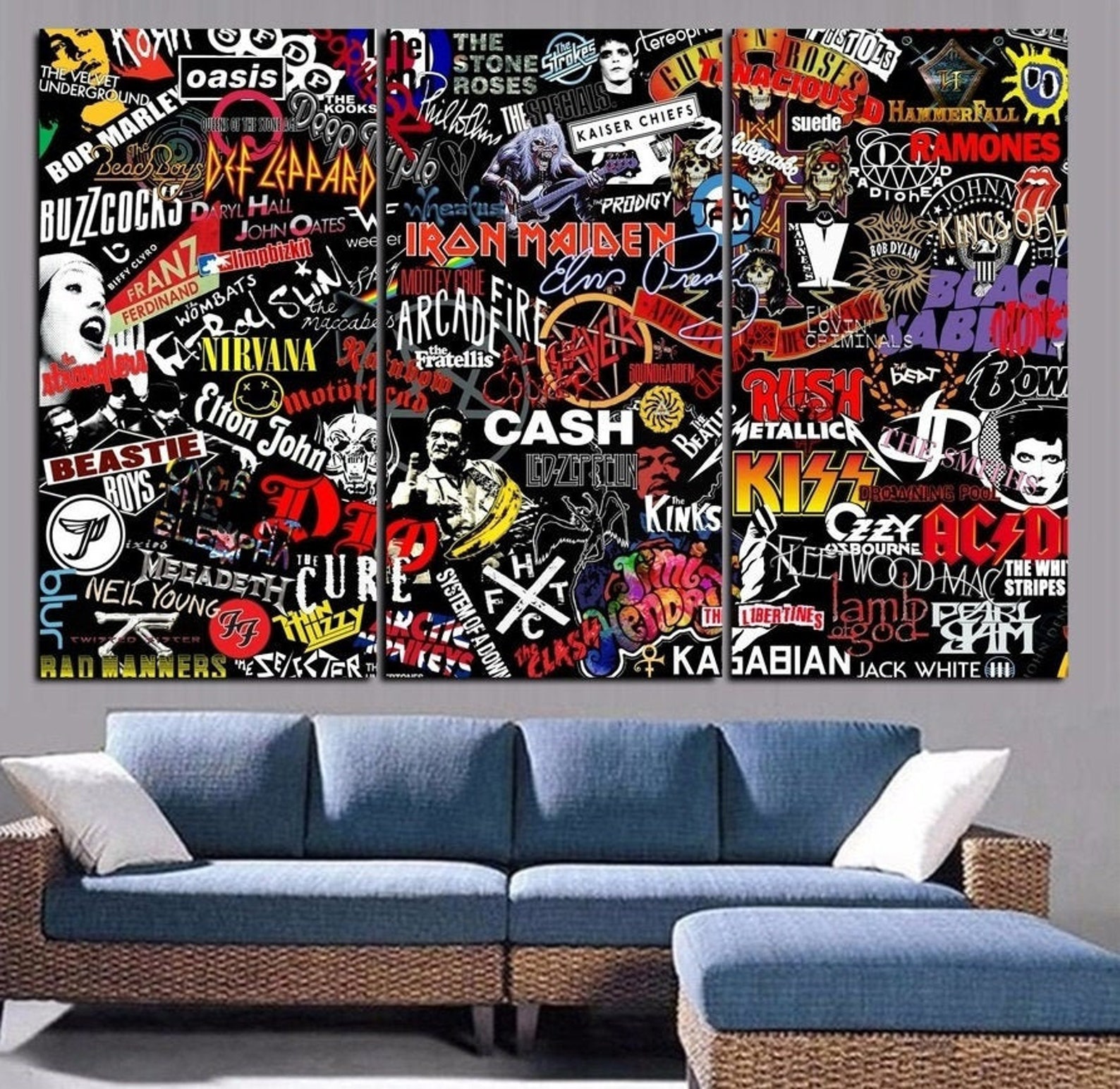 Rock And Roll Wall Art Classic Rock Music Collage Canvas Etsy