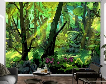 Fantasy Forest Wandbild Tapete, Fantasy Baum Wandbild Schälen und Stick, Entfernbares Wanddekor durch Funktastic Walls