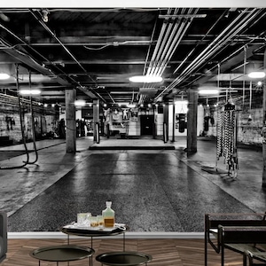 3D Gym Wall Mural Art, Exercise Peel And Stick, Removable Wall Decal, Self Adhesive Wallpaper, Funktastic Walls
