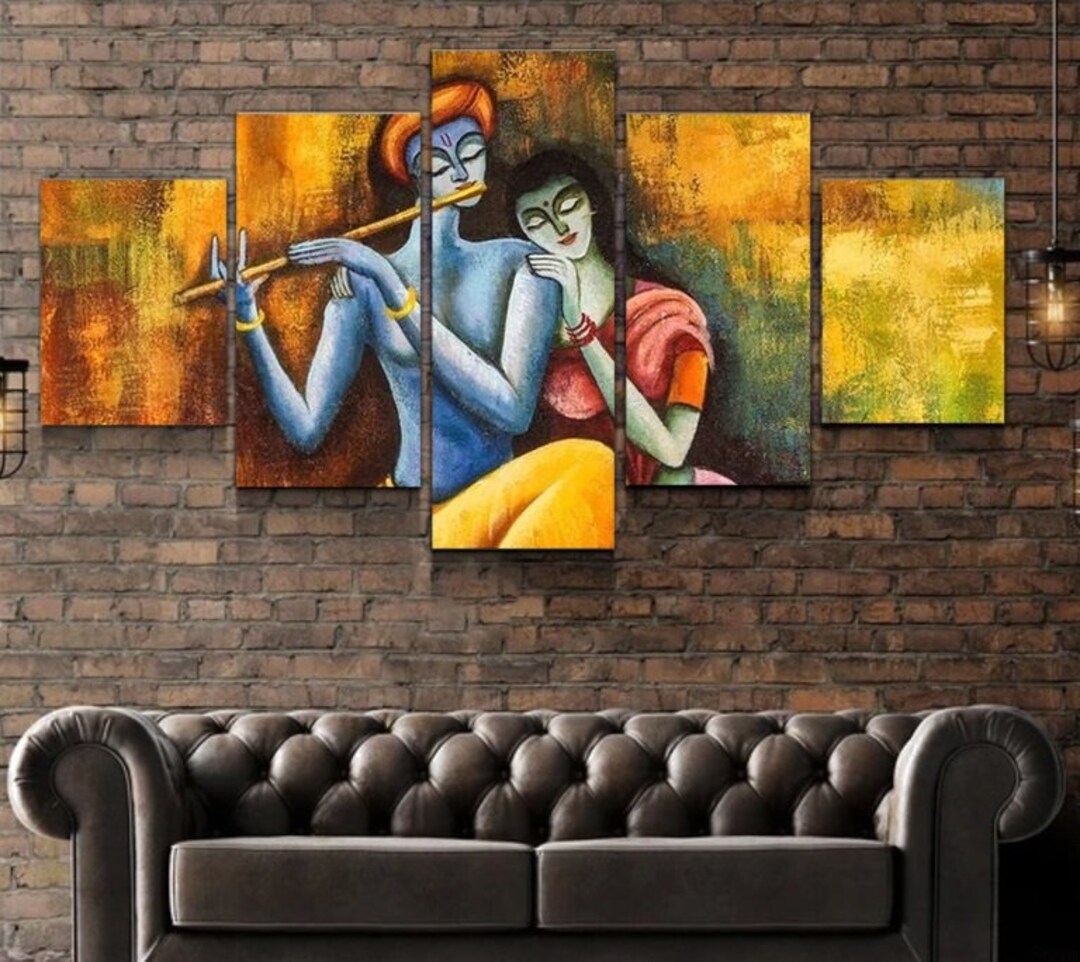 Radha Krishna Wall Art Framed / Hindu Culture Canvas Poster / Radha ...