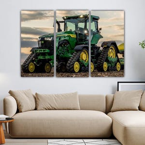 John Deere Canvas Prints Framed, USA Made Custom Wall Art, Home Decor Customized Gift Idea, 3 Piece Painting Multi Panel Poster