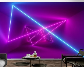 3D Neon Glow Wandbild Tapete, Jungenzimmer Gamer Peel And Stick Abnehmbarer Wandkunst Aufkleber, selbstklebende Tapete