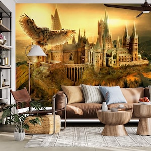 Wizard Castle Wall Mural, Kids Room Peel And Stick, Wallpaper Removable Fantasy Wall Art Decal, Self Adhesive Wallpaper