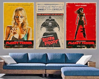 Death Proof Planet Terror Poster / Grindhouse Wall Art / Tarantino Canvas Framed